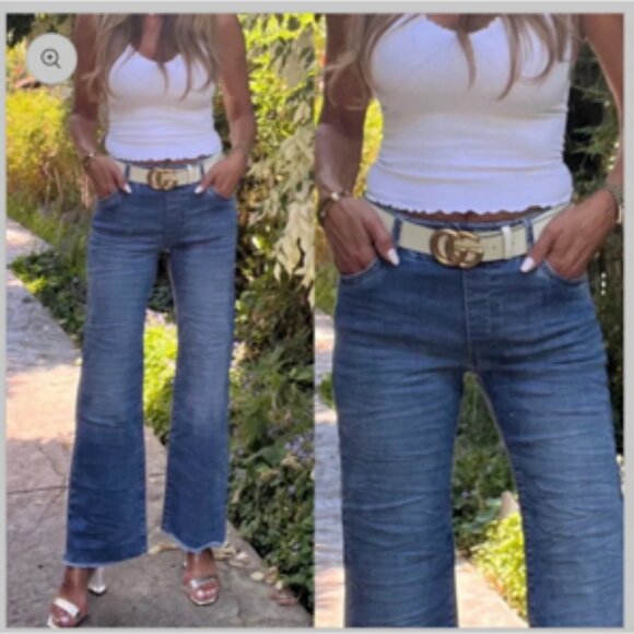 BEVY FLOG Amanda Denim Flare Wide Leg Pull on Jeans Raw Hem 26 - Picture 1 of 11